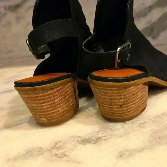 Lucky Brand Womens 9 Jubai Bootie Sandal Black Leather Open Toe - Picture 4 of 9